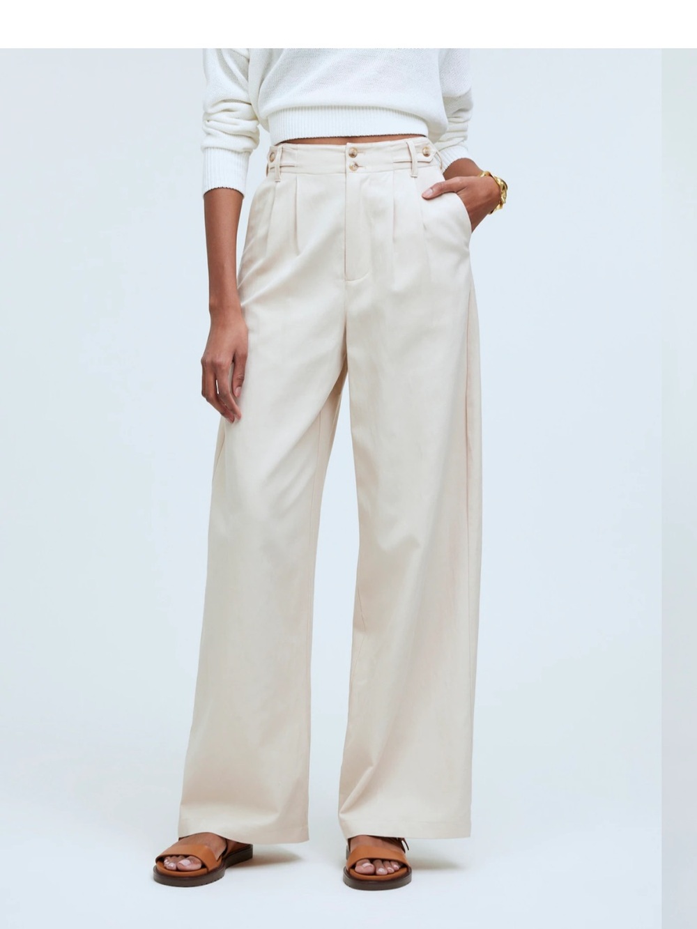 Harlow Wide-Leg Pant in Beige - Picture 2 of 7